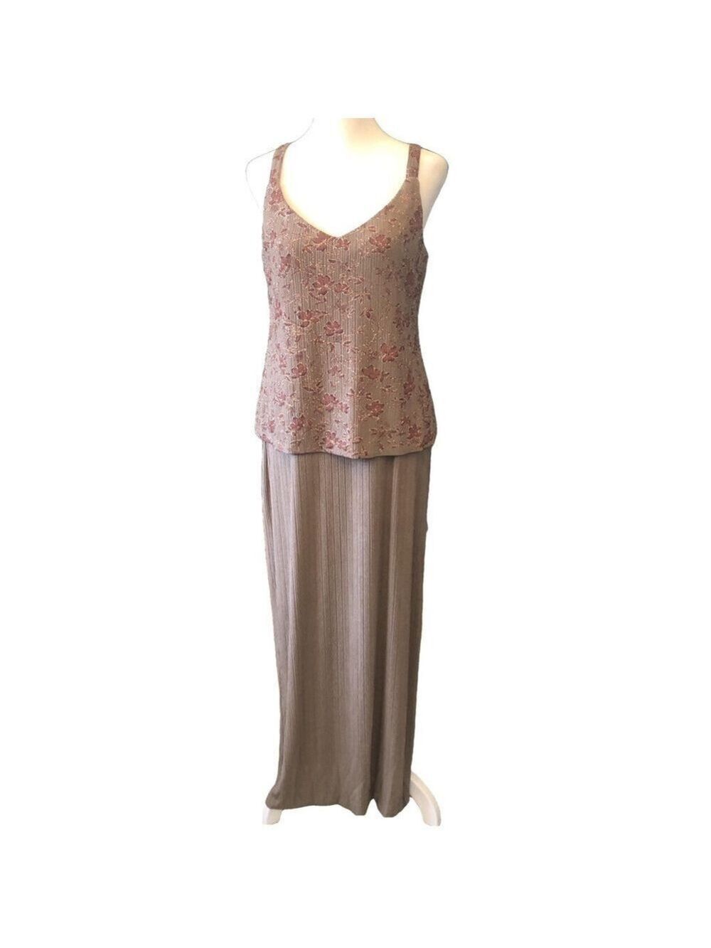 Alex Evening Petite Size 10P evening dress. Mother of the bride or groom taupe